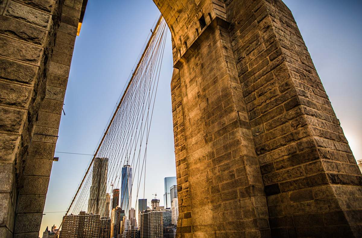 brooklyn bridge architectural photography of cable bridge construction